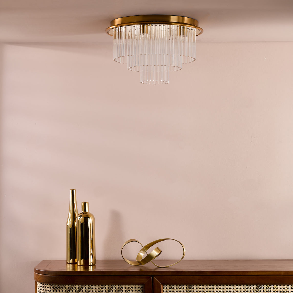 Lukas 6 Light Semi Flush Ceiling Light in Antique Gold with Clear Glass