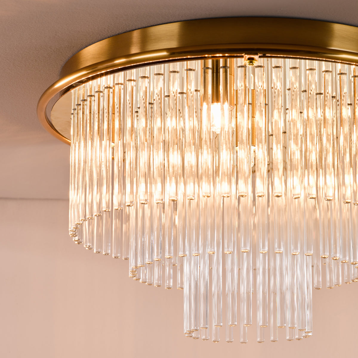 Lukas 6 Light Semi Flush Ceiling Light in Antique Gold with Clear Glass