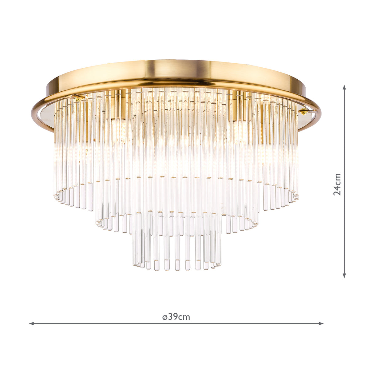 Lukas 6 Light Semi Flush Ceiling Light in Antique Gold with Clear Glass