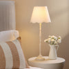 Lupo Table Lamp in Matt Cream with Scalloped Ivory Linen Shade