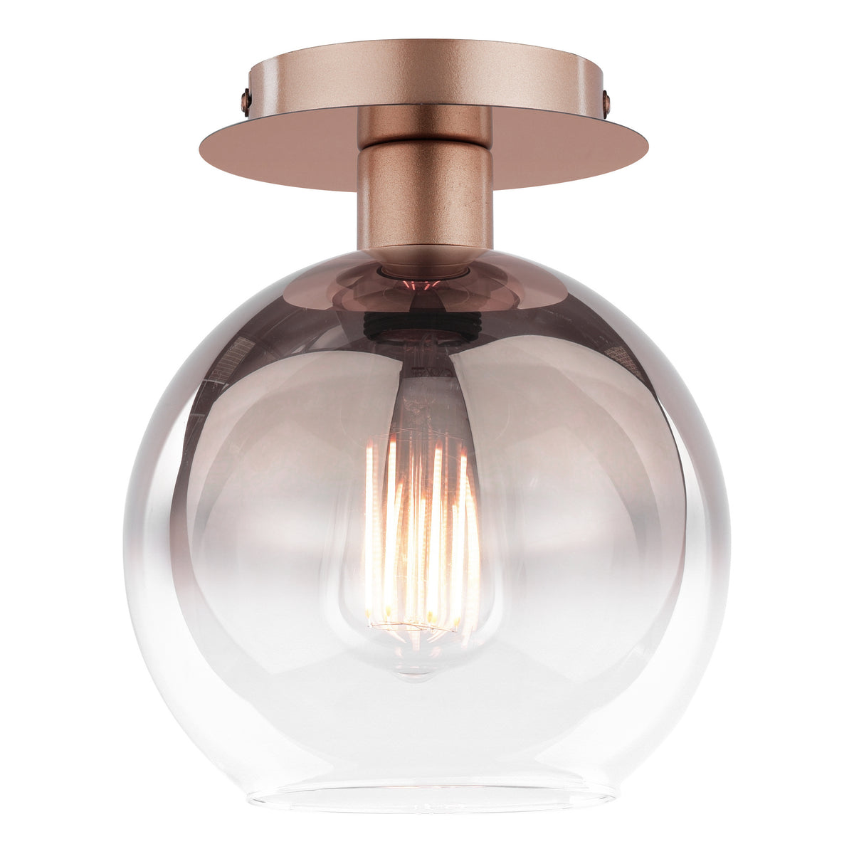 Lycia Semi Flush Ceiling Light in Satin Bronze with Bronze Ombre Glass Shade