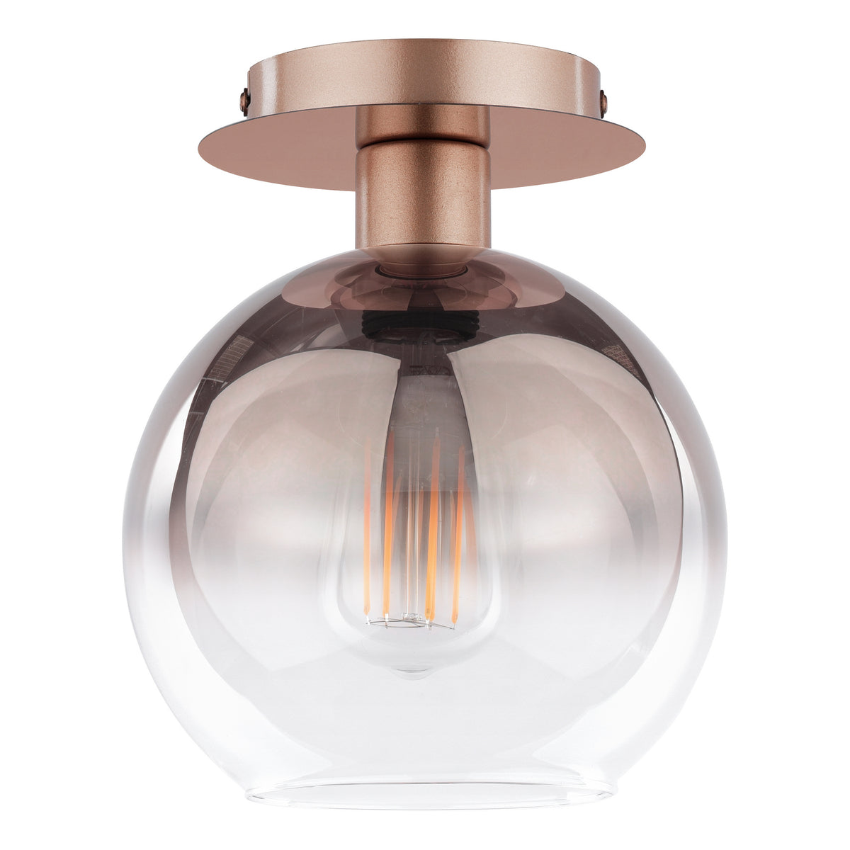 Lycia Semi Flush Ceiling Light in Satin Bronze with Bronze Ombre Glass Shade