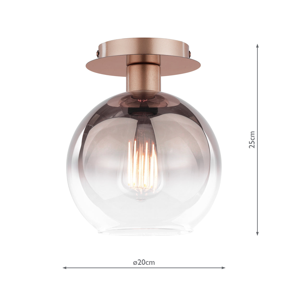 Lycia Semi Flush Ceiling Light in Satin Bronze with Bronze Ombre Glass Shade