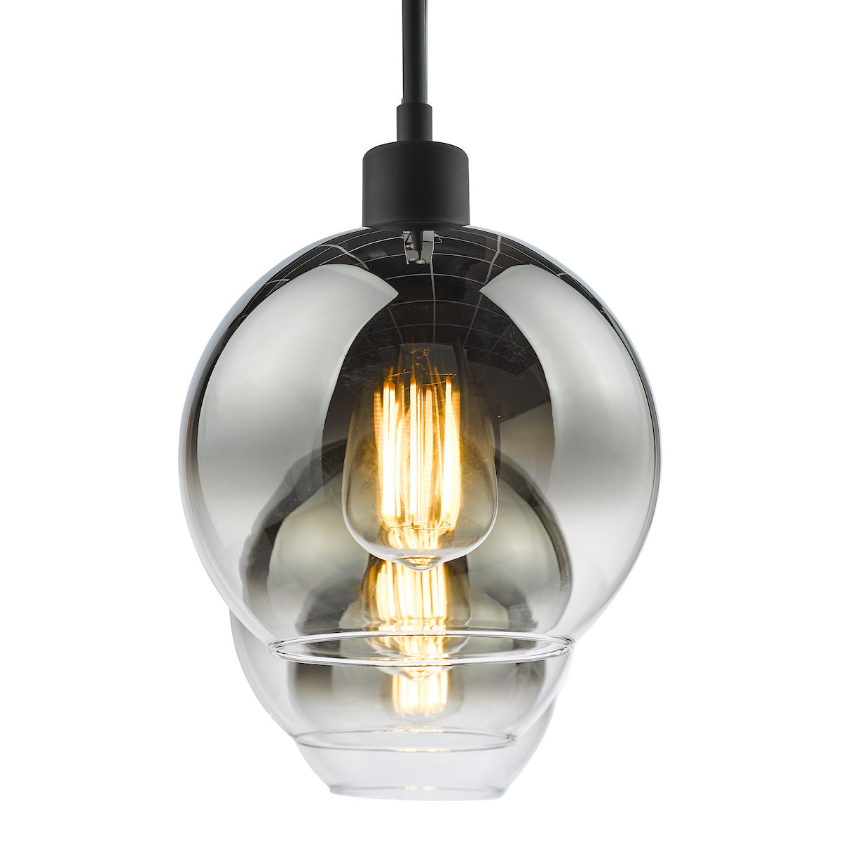 Modern pendant light with a smoked glass globe and an exposed Edison bulb.