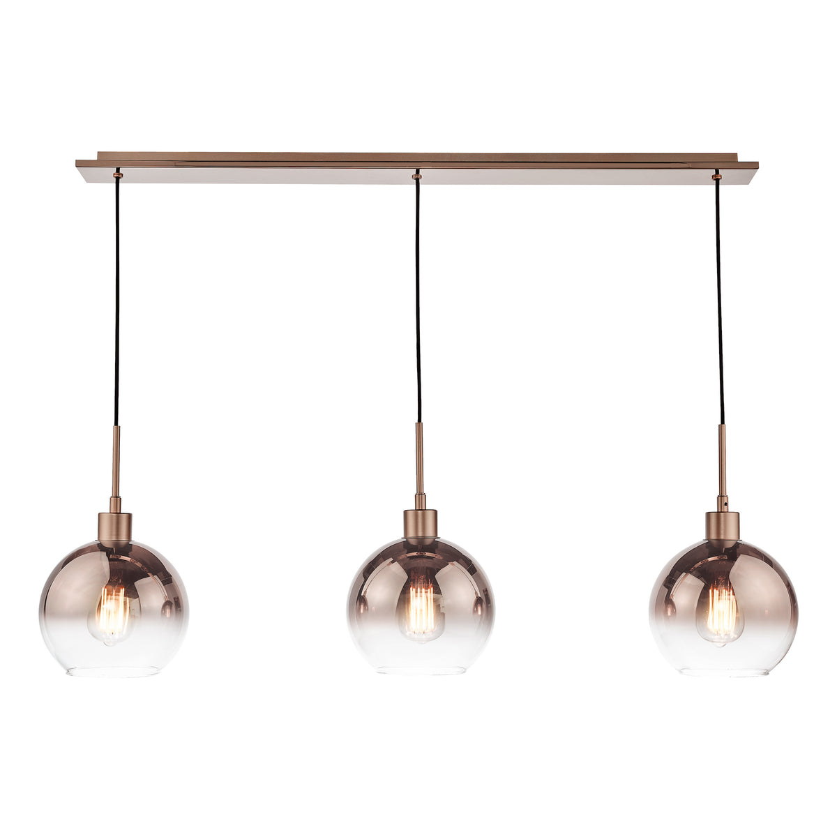 Lycia Linear Pendant In Satin Bronze with Bronze Ombre Glass Shade
