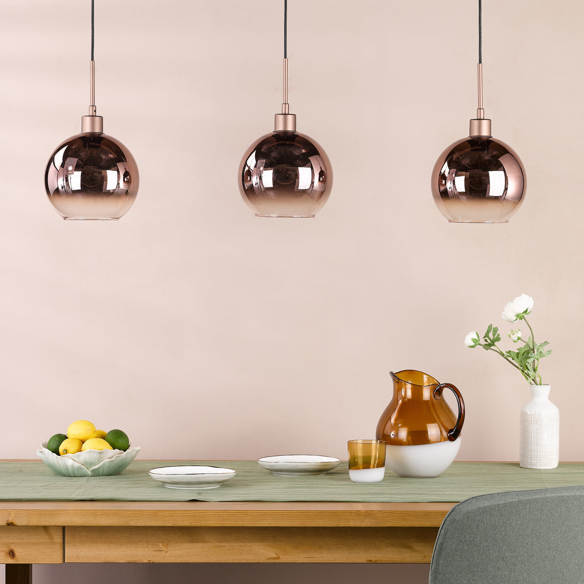 Lycia Linear Pendant In Satin Bronze with Bronze Ombre Glass Shade