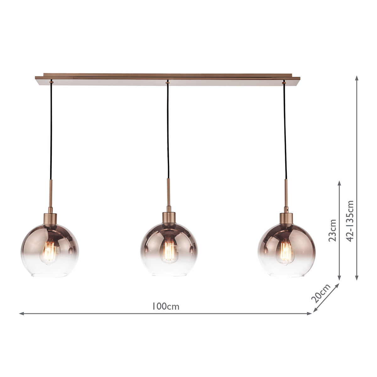 Lycia Linear Pendant In Satin Bronze with Bronze Ombre Glass Shade