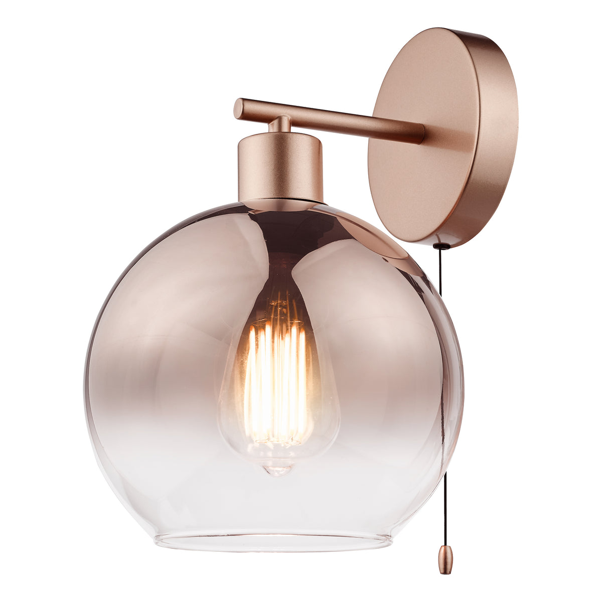 Lycia Switched Wall Light In Satin Bronze with Bronze Ombre Glass Shade