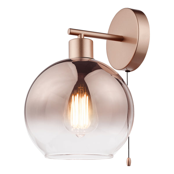 Lycia Switched Wall Light In Satin Bronze with Bronze Ombre Glass Shade