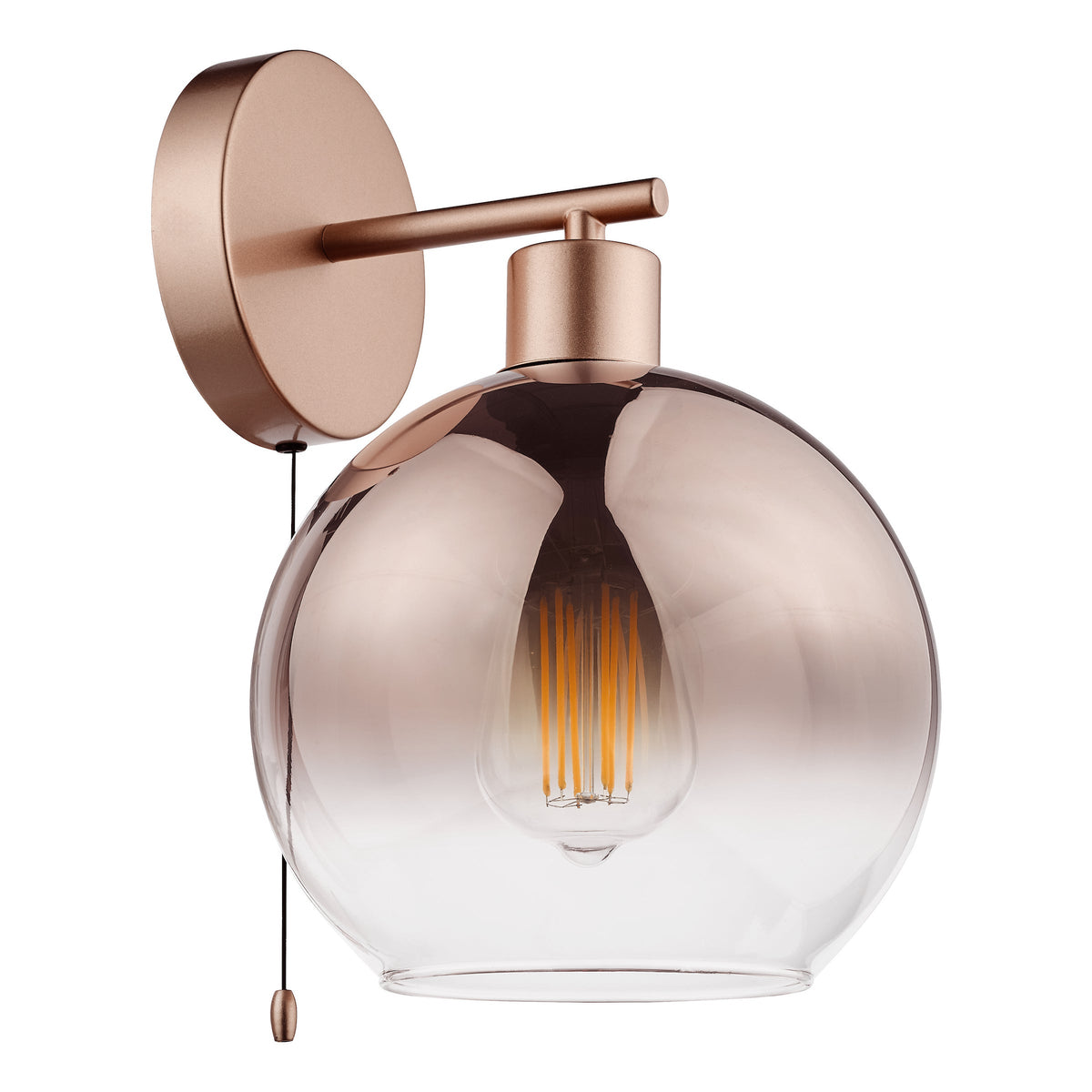 Lycia Switched Wall Light In Satin Bronze with Bronze Ombre Glass Shade