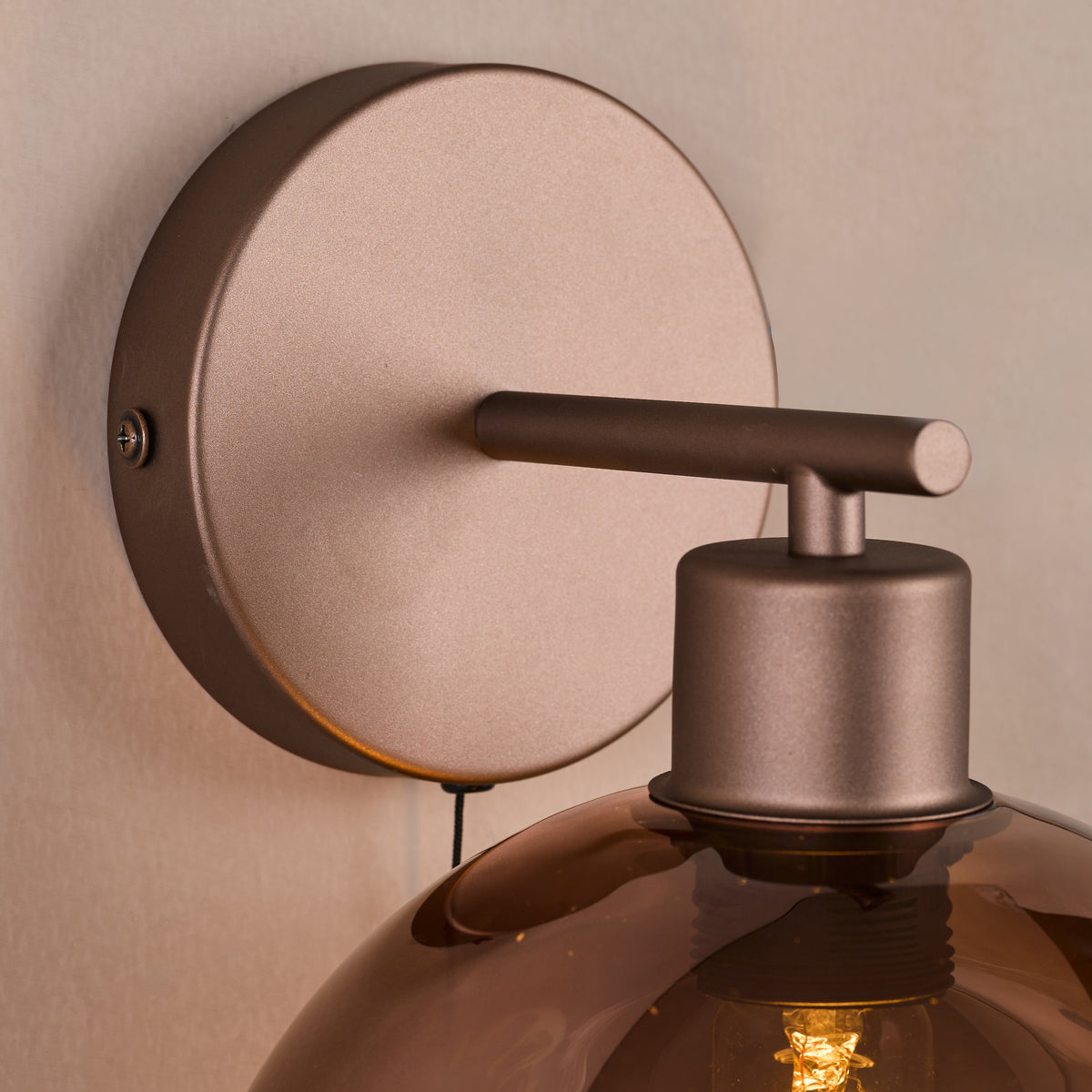 Lycia Switched Wall Light In Satin Bronze with Bronze Ombre Glass Shade