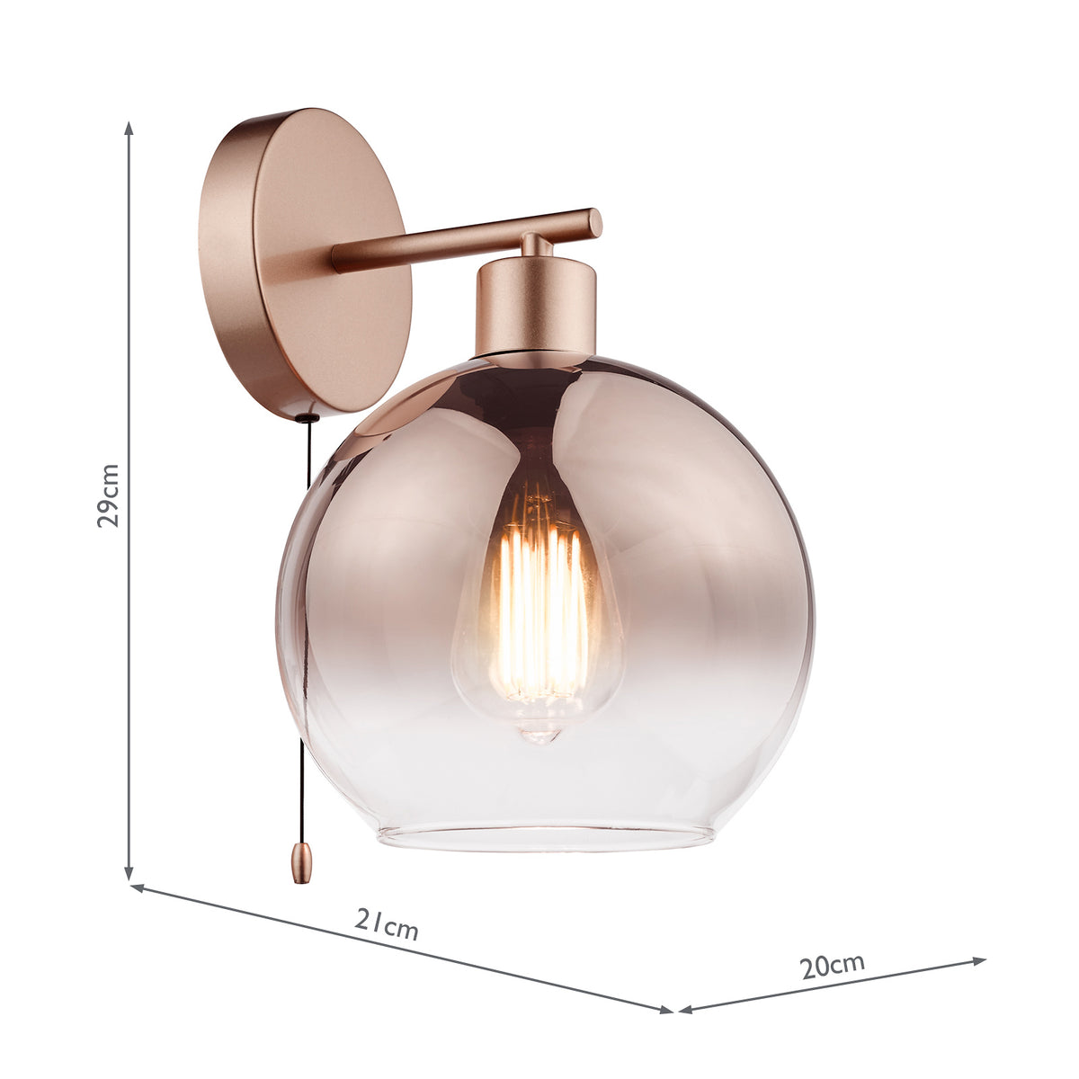 Lycia Switched Wall Light In Satin Bronze with Bronze Ombre Glass Shade