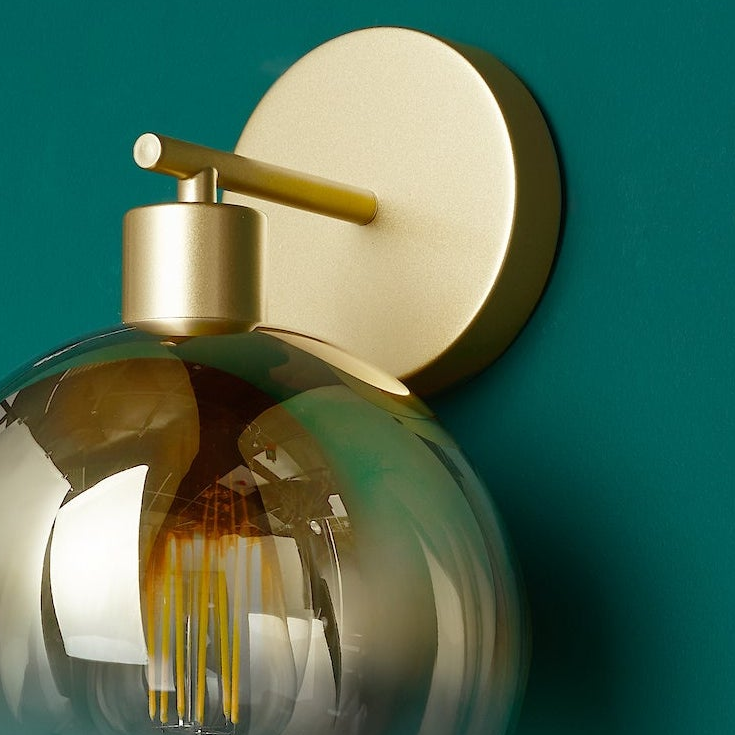 Lycia Switched Wall Light In Satin Gold With Ombre Gold Glass Shade