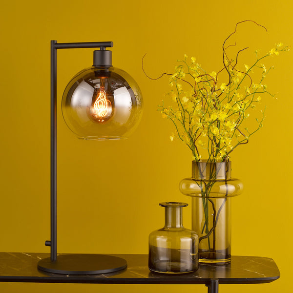 Lycia Table Lamp in Matt Black With Ombre Smoked Glass Shades