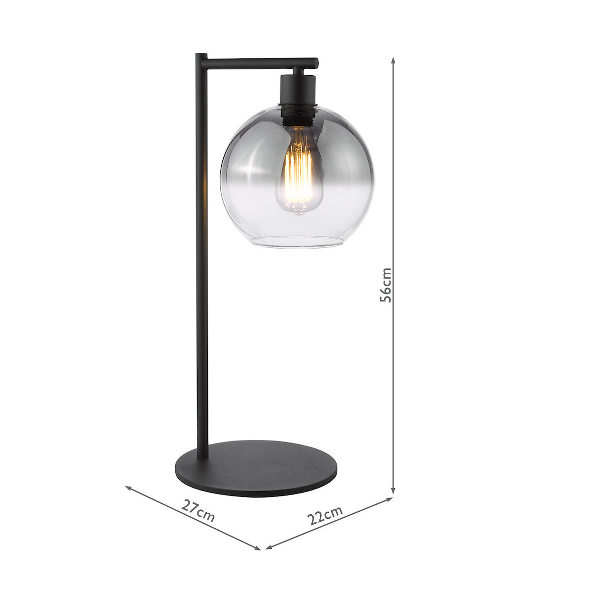 Lycia Table Lamp in Matt Black With Ombre Smoked Glass Shades