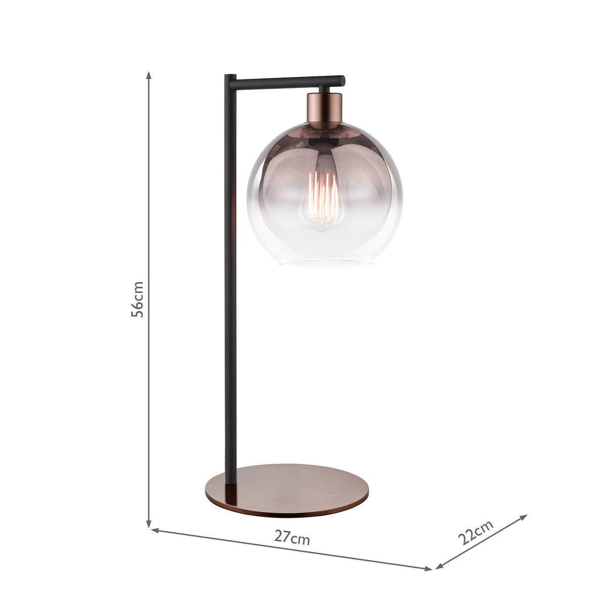 Lycia Table Lamp Satin Bronze with Bronze Ombre Glass Shade
