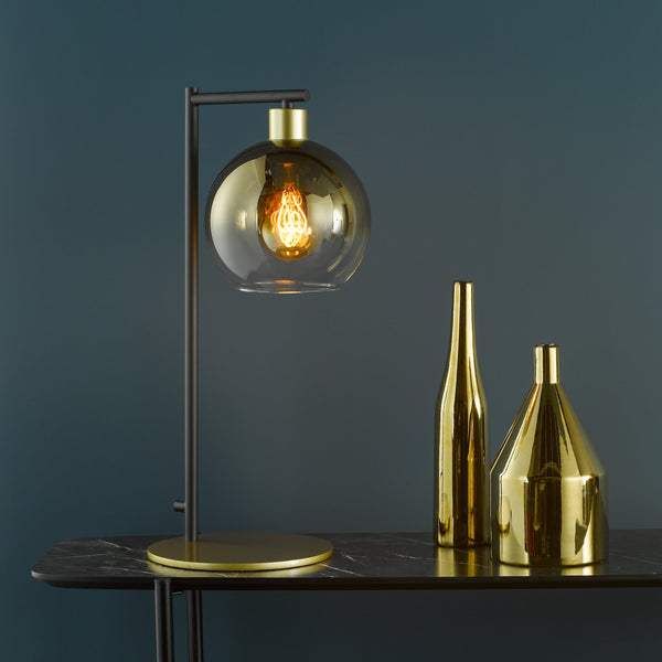 Lycia Table Lamp in Satin Gold With Ombre Gold Glass Shade