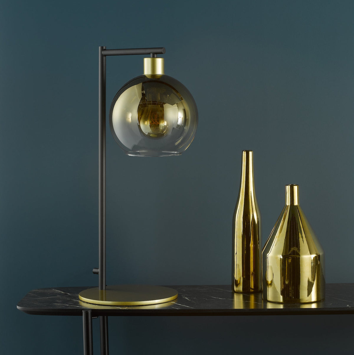 Lycia Table Lamp in Satin Gold With Ombre Gold Glass Shade