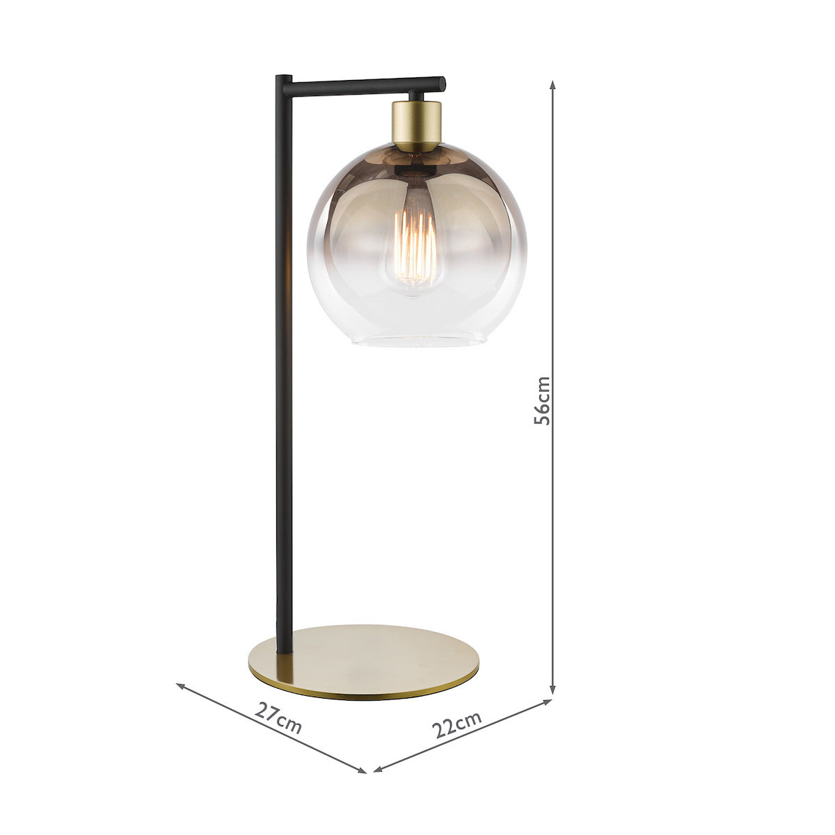 Lycia Table Lamp in Satin Gold With Ombre Gold Glass Shade