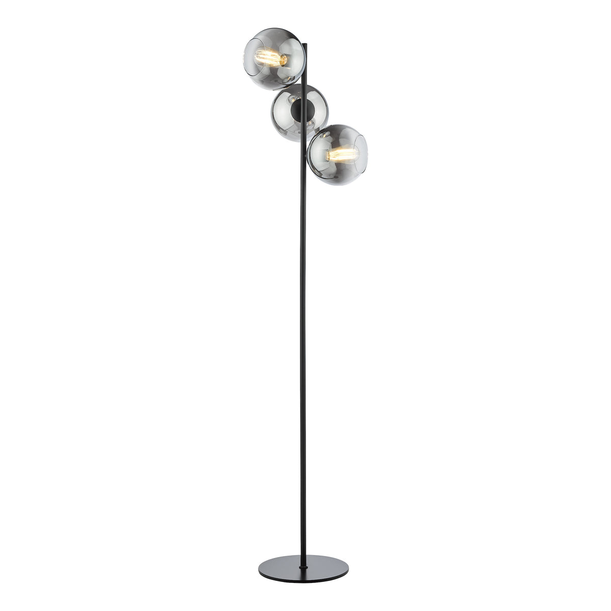 Lycia Floor Lamp in Matt Black With Ombre Smoked Glass Shades