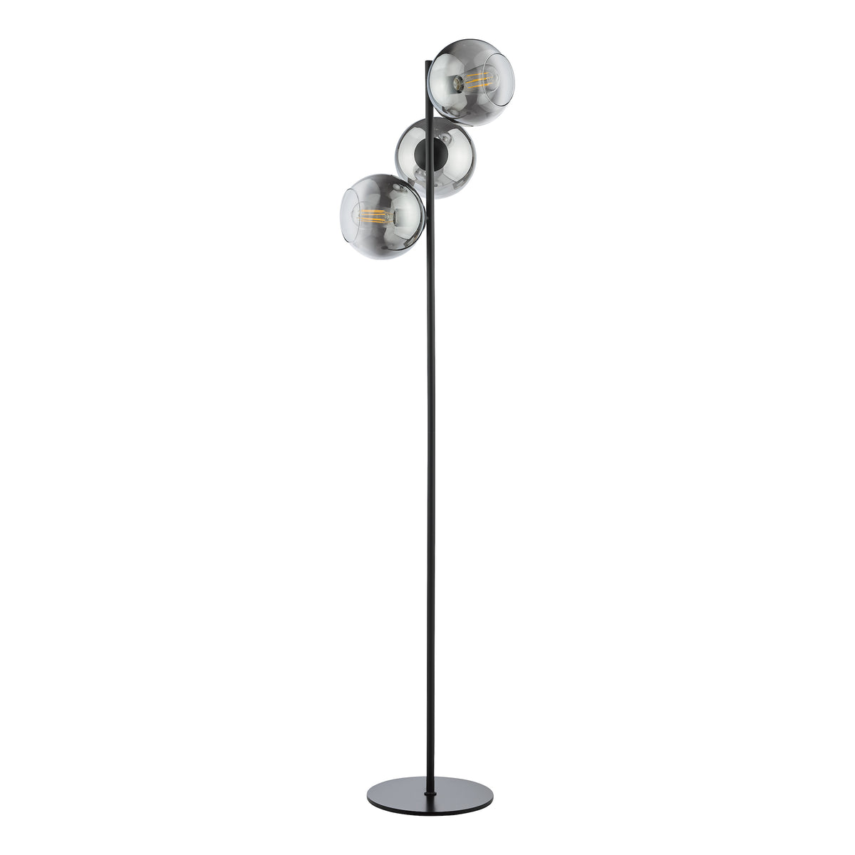 Lycia Floor Lamp in Matt Black With Ombre Smoked Glass Shades