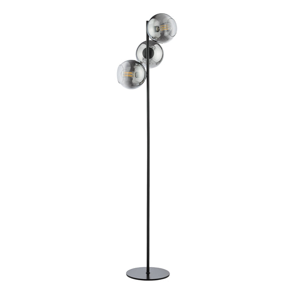 Lycia Floor Lamp in Matt Black With Ombre Smoked Glass Shades