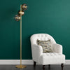 Lycia Floor Lamp in Satin Gold With Ombre Gold Glass Shade