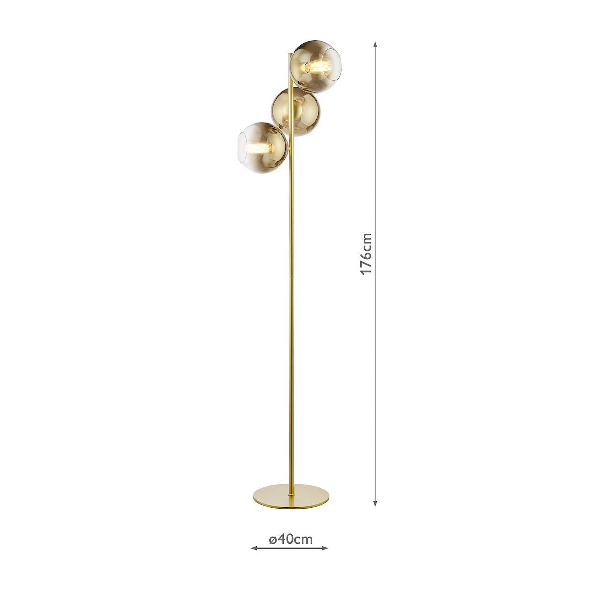Lycia Floor Lamp in Satin Gold With Ombre Gold Glass Shade