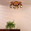 Lycia 3 Light Semi Flush Ceiling Light In Satin Bronze with Bronze Ombre Glass Shade