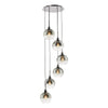 Lycia 6 Light Cluster Pendant In Matt Black With Ombre Smoked Glass Shades