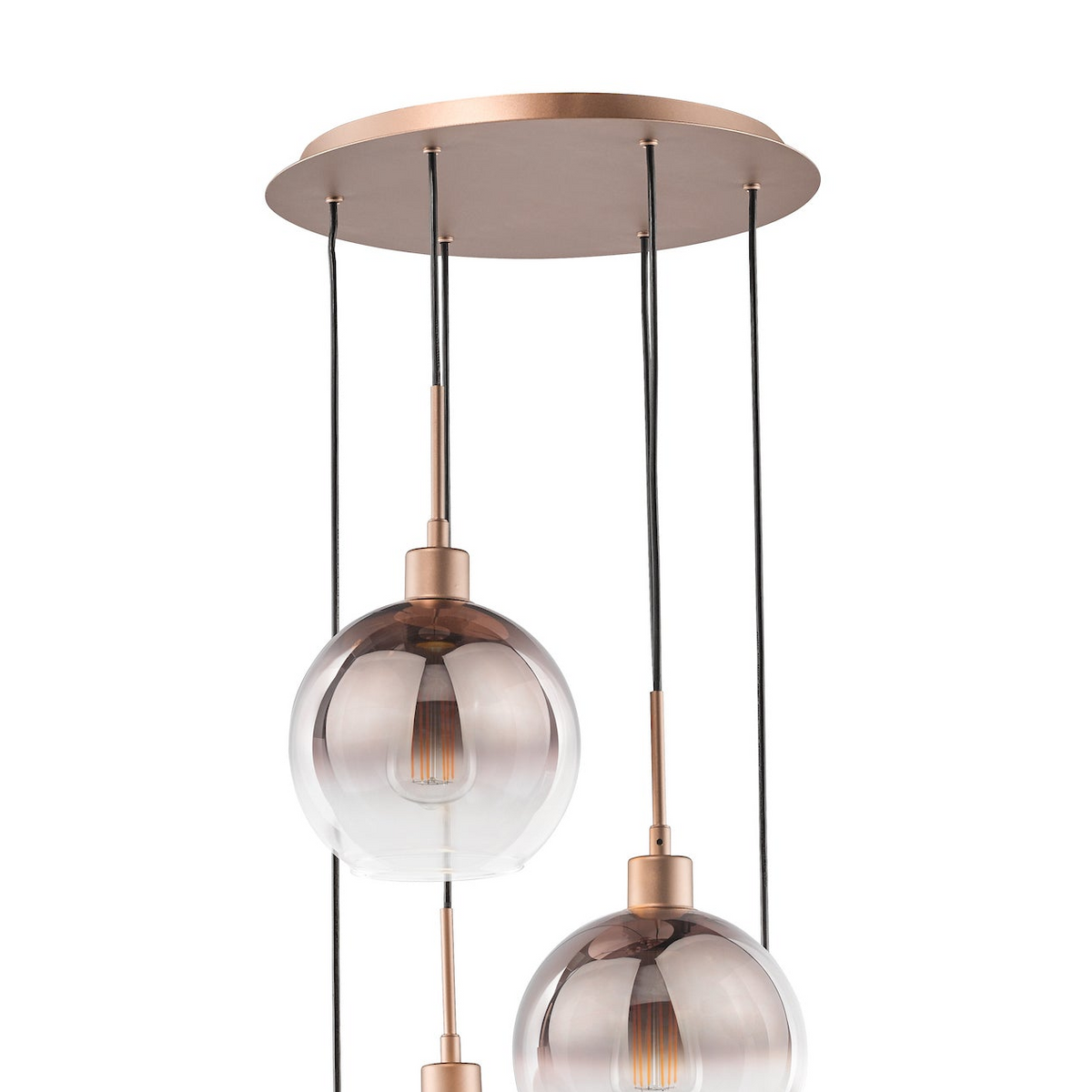 Lycia 6 Light Cluster Pendant In Satin Bronze with Bronze Ombre Glass Shades