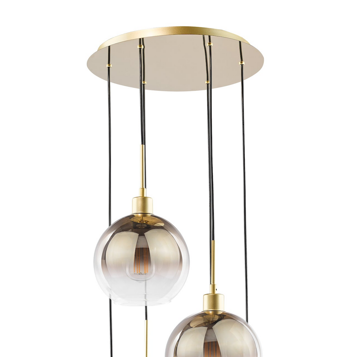 Lycia 6 Light Cluster Pendant In Satin Gold With Ombre Gold Glass Shade