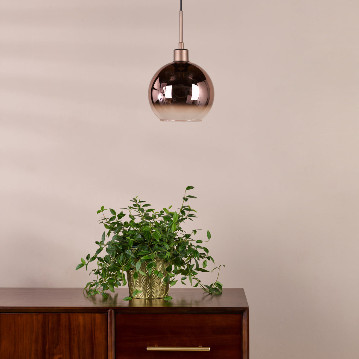 Lycia Single Pendant In Satin Bronze with Bronze Ombre Glass Shade