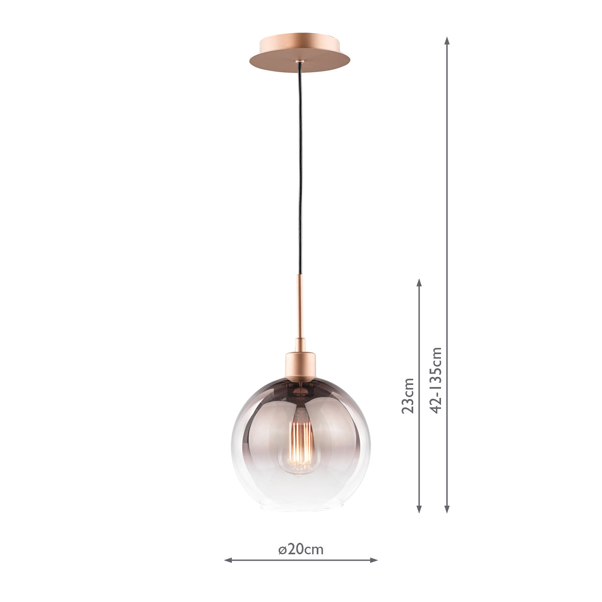 Lycia Single Pendant In Satin Bronze with Bronze Ombre Glass Shade