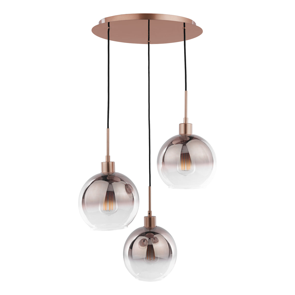 Lycia 3 Light Cluster Pendant In Satin Bronze with Bronze Ombre Glass Shade
