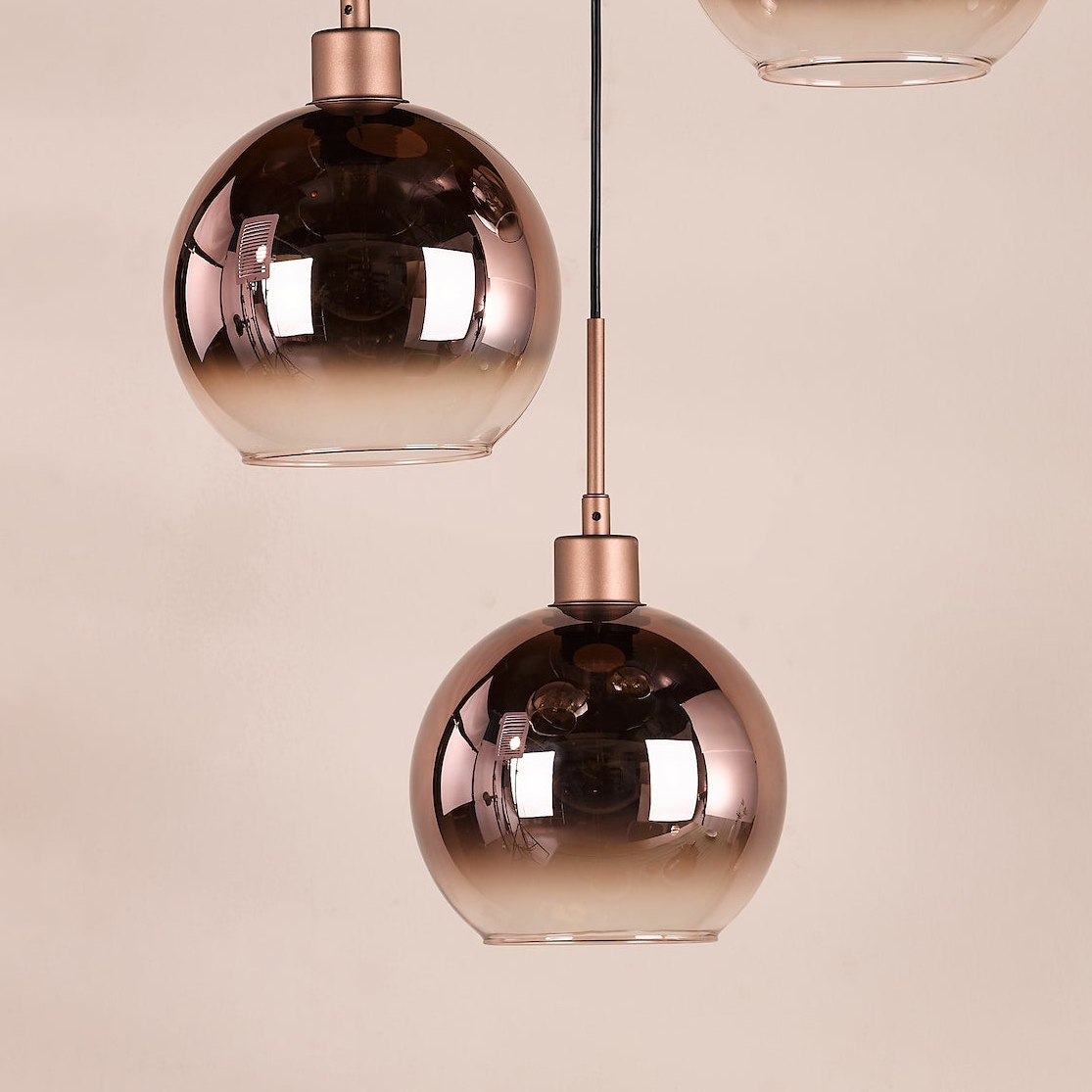 Lycia 3 Light Cluster Pendant In Satin Bronze with Bronze Ombre Glass Shade