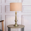 Madrid Table Lamp in Antique Brass with Beige Shade