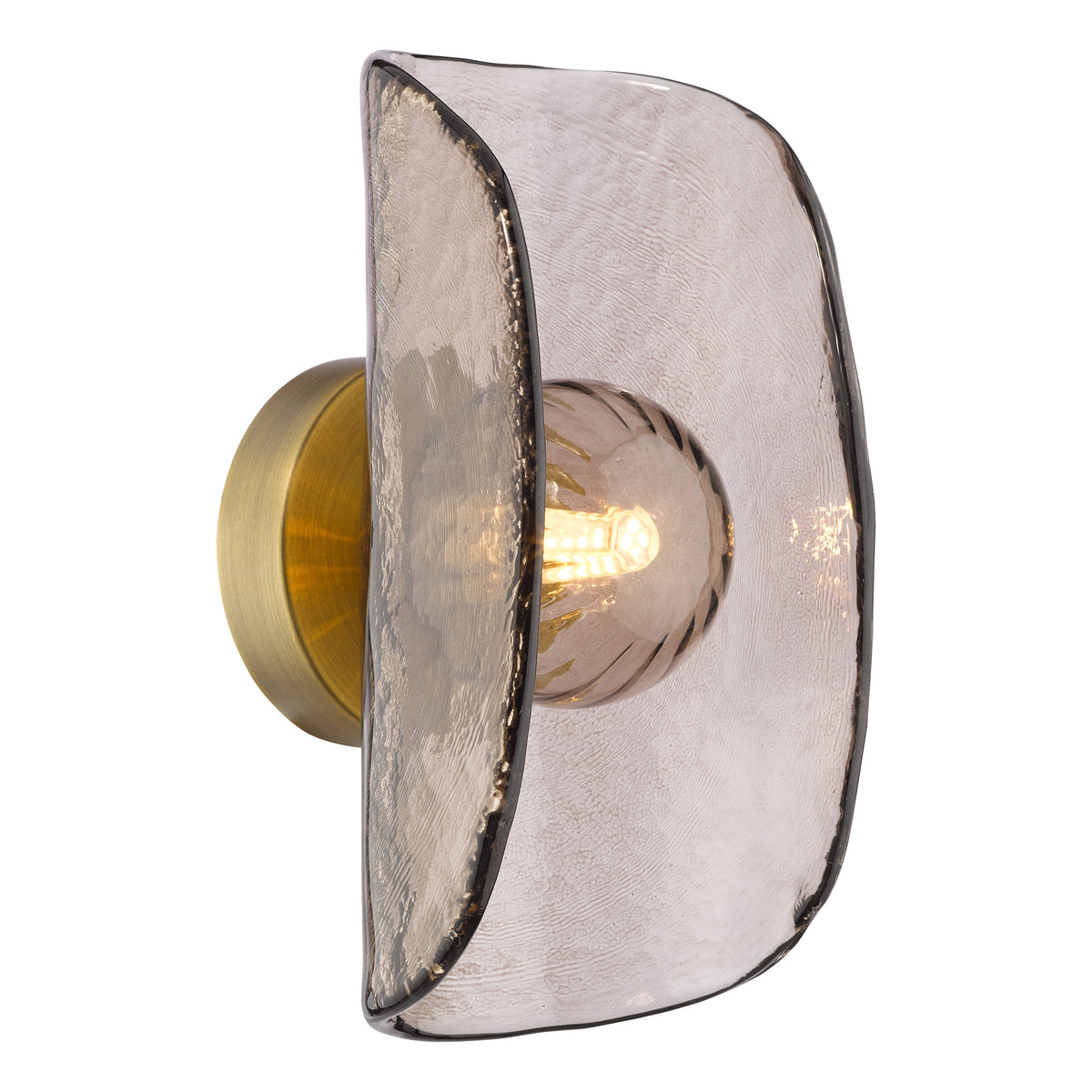 Megara Wall Light in Antique Bronze with Tea Smoked Glass Shade