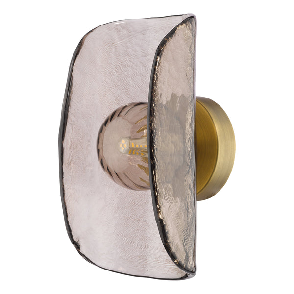 Megara Wall Light in Antique Bronze with Tea Smoked Glass Shade