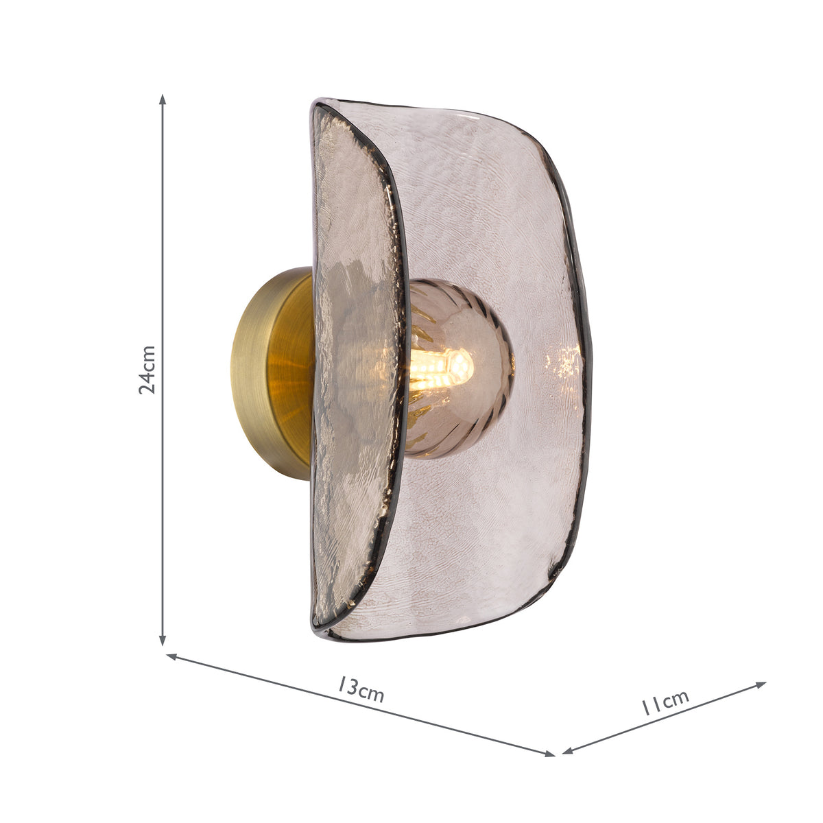 Megara Wall Light in Antique Bronze with Tea Smoked Glass Shade