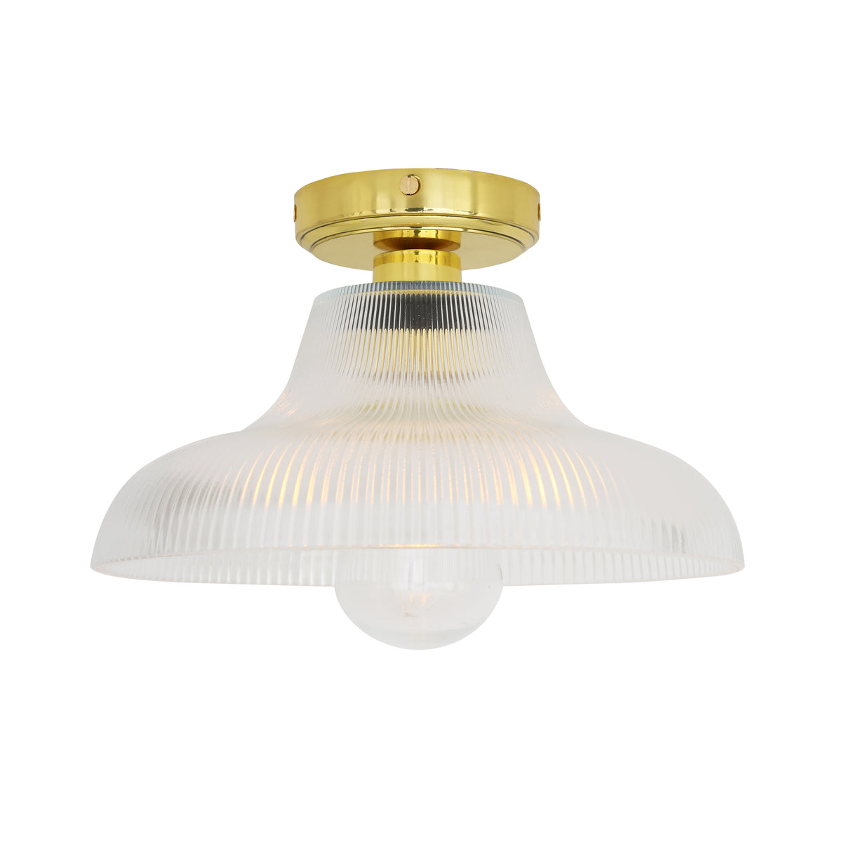Aquarius 30cm IP65 Prismatic Glass Ceiling Light in Polished Brass