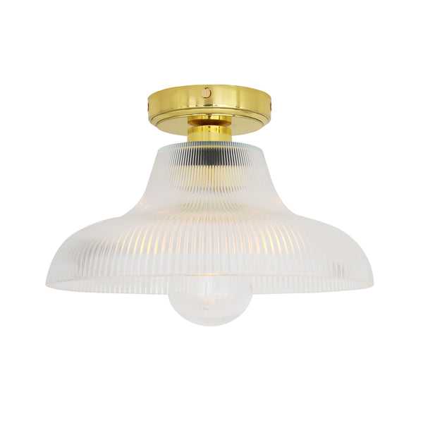 Aquarius 30cm IP65 Prismatic Glass Ceiling Light in Polished Brass