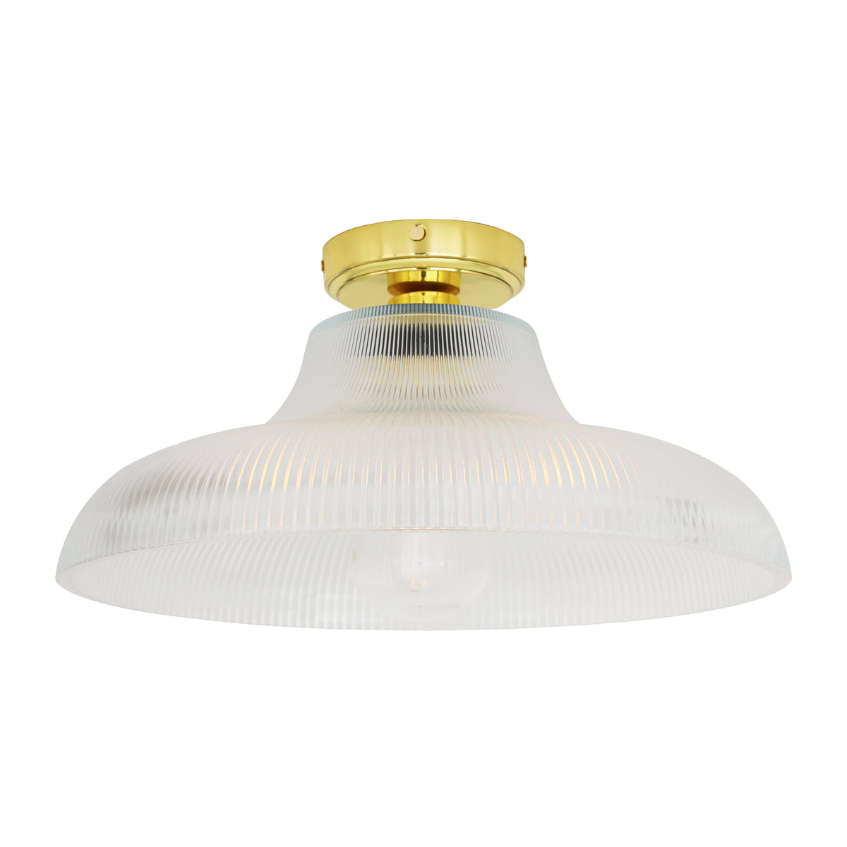 Aquarius 40cm IP65 Prismatic Glass Ceiling Light in Polished Brass