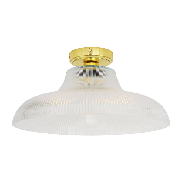 Aquarius 40cm IP65 Prismatic Glass Ceiling Light in Polished Brass