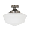 Anath IP44 Schoolhouse Bathroom Semi Flush Ceiling Light in Antique Silver