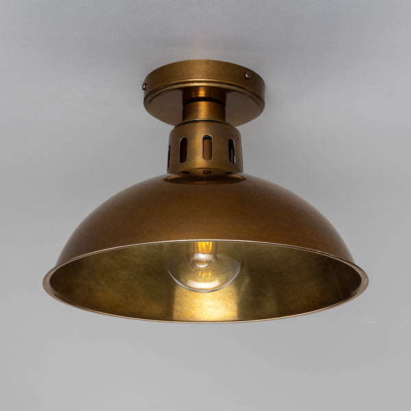Mullan Talise 30cm industrial antique brass ceiling light with clear glass shade