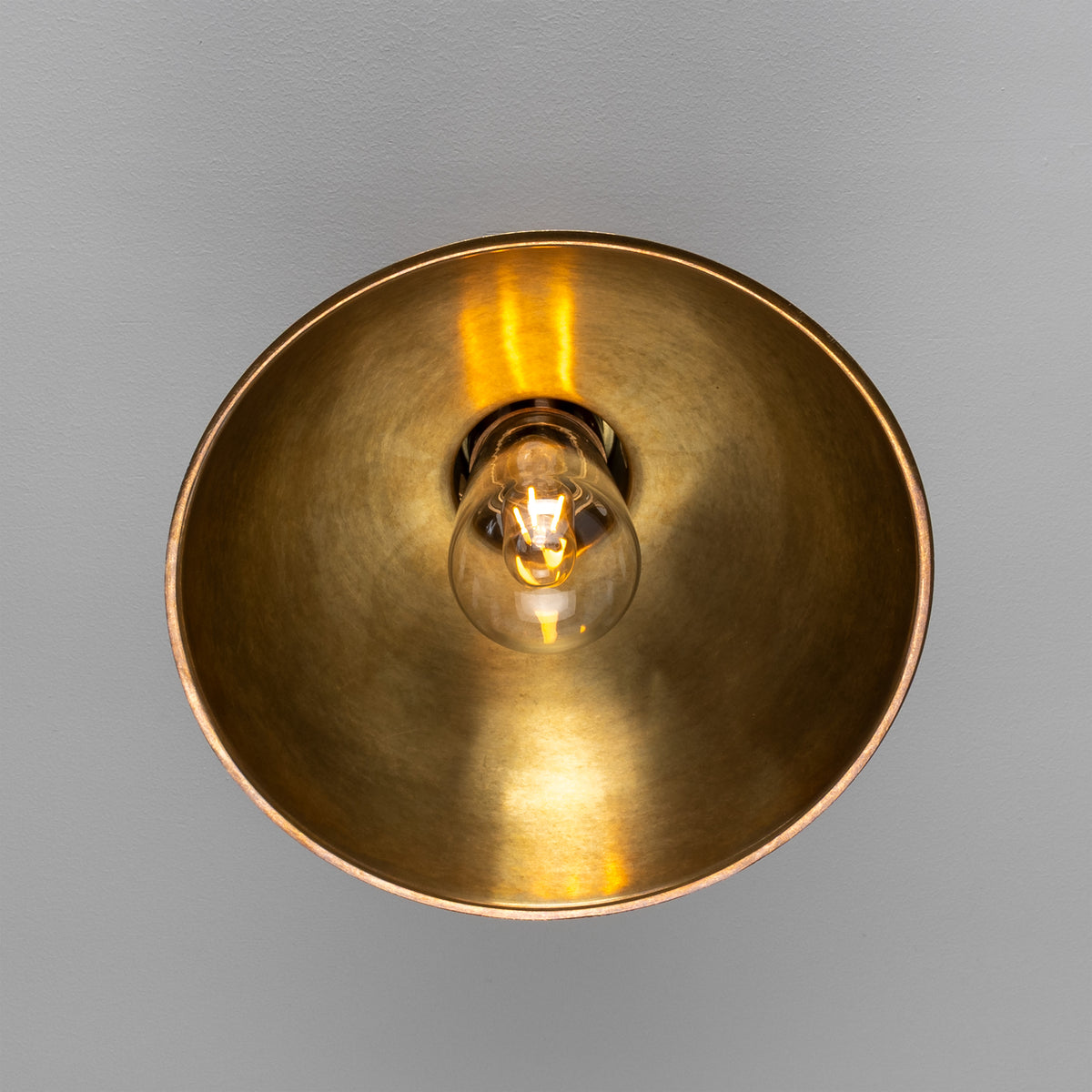 Mullan Talise 30cm industrial brass ceiling light in antique brass with clear glass bulb