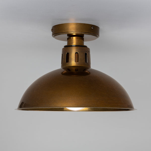 Mullan Talise 30cm industrial antique brass ceiling light with opal glass