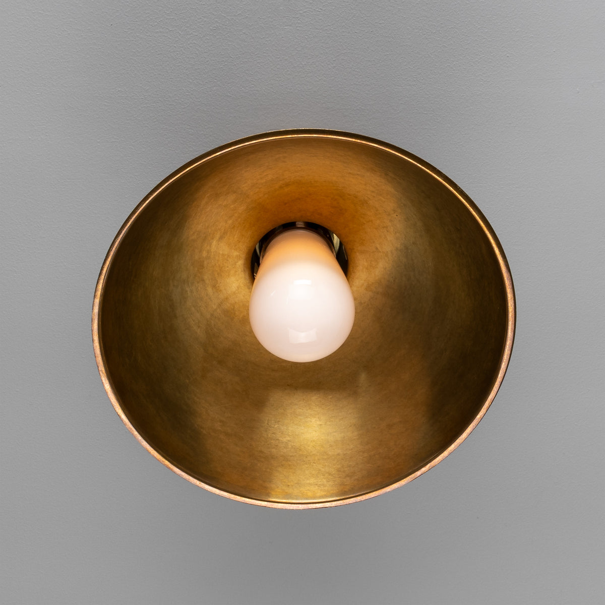 Talise 30cm IP65 Industrial Brass Ceiling Light in Antique Brass with Opal Glass