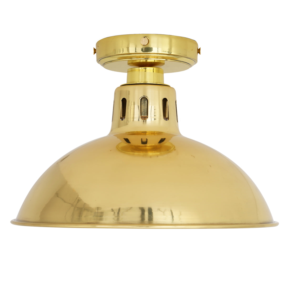 Mullan Talise 30cm IP65 industrial polished brass ceiling light with clear glass